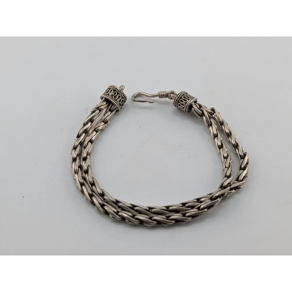 Sterling Silver Multi Chain Braided Bracelet 7 Inch Vintage Style - Picture 5 of 8